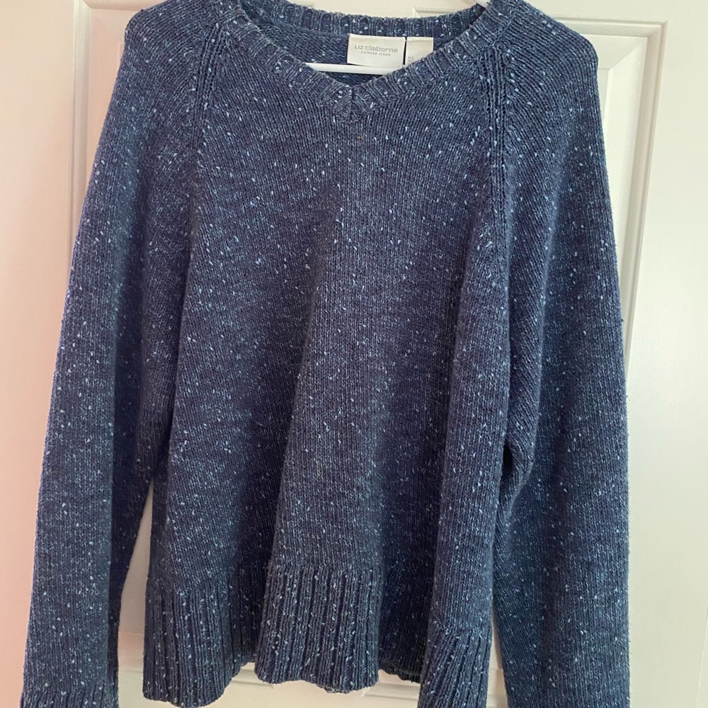 Liz Carbone Blue Speckled Long Sleeve Sweater
